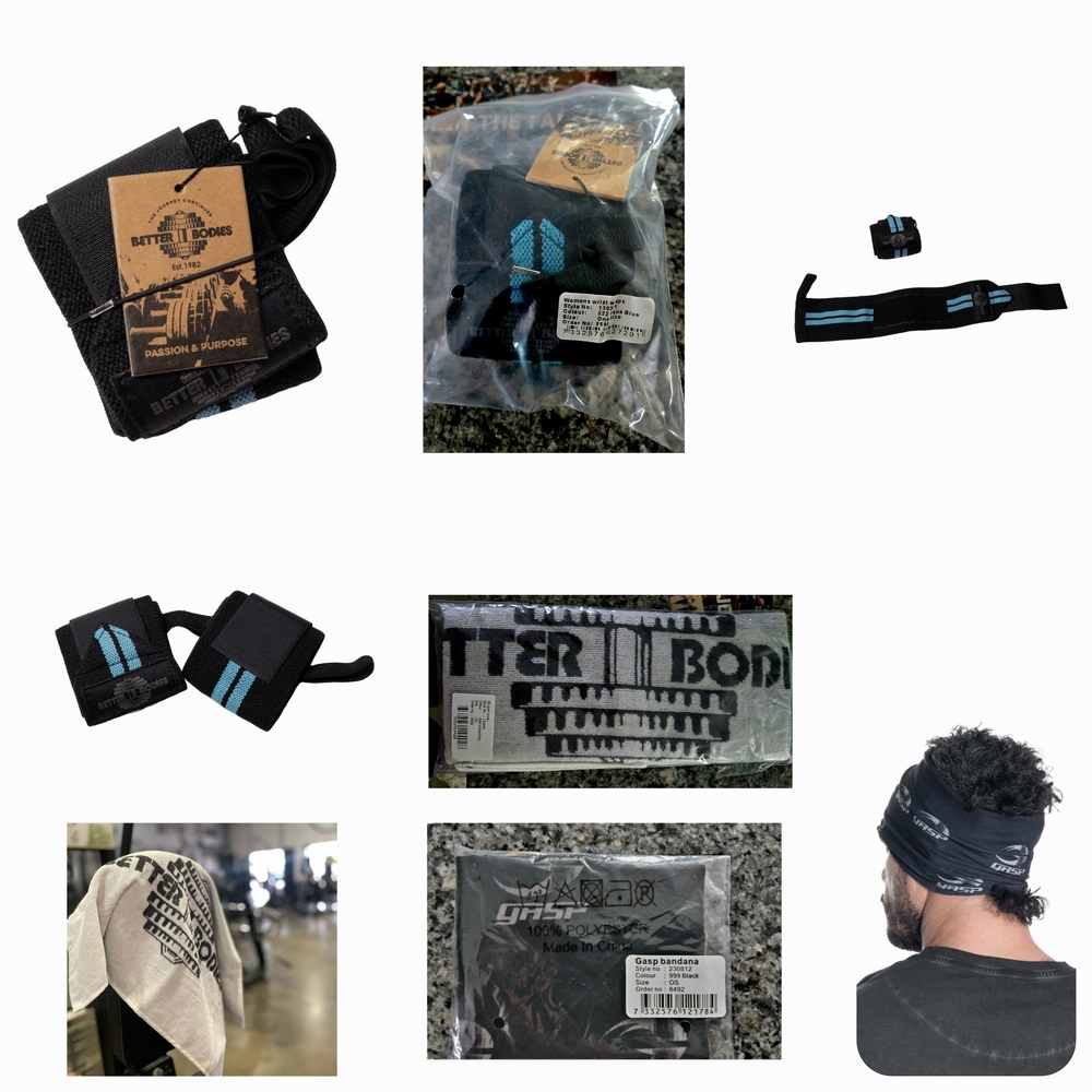 🏋️♀️Better Bodies & GASP Gym Essentials Set – Wrist Wraps, Bandana & Towel NWT